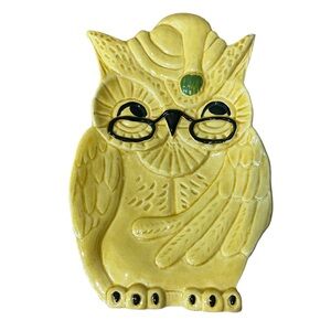 DEFOREST OF CALIFORNIA anthropomorphic OWL Dish Candy 10” Yellow Glasses Vintage